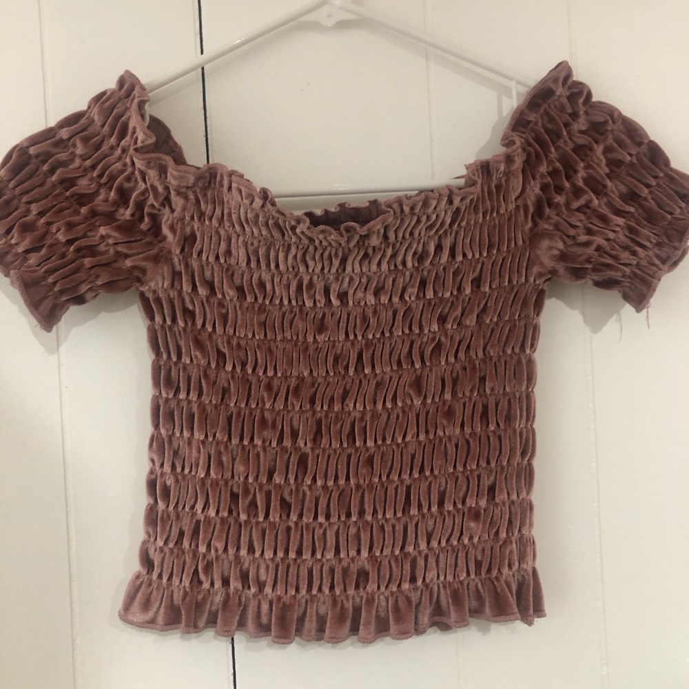 cropped pink velvet top